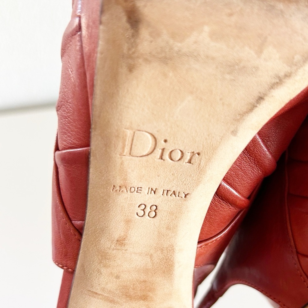 Dior Gipsy Vintage John Galliano Slingback D Charm Red Leather Heels Size EU 38 - Picture 14 of 14